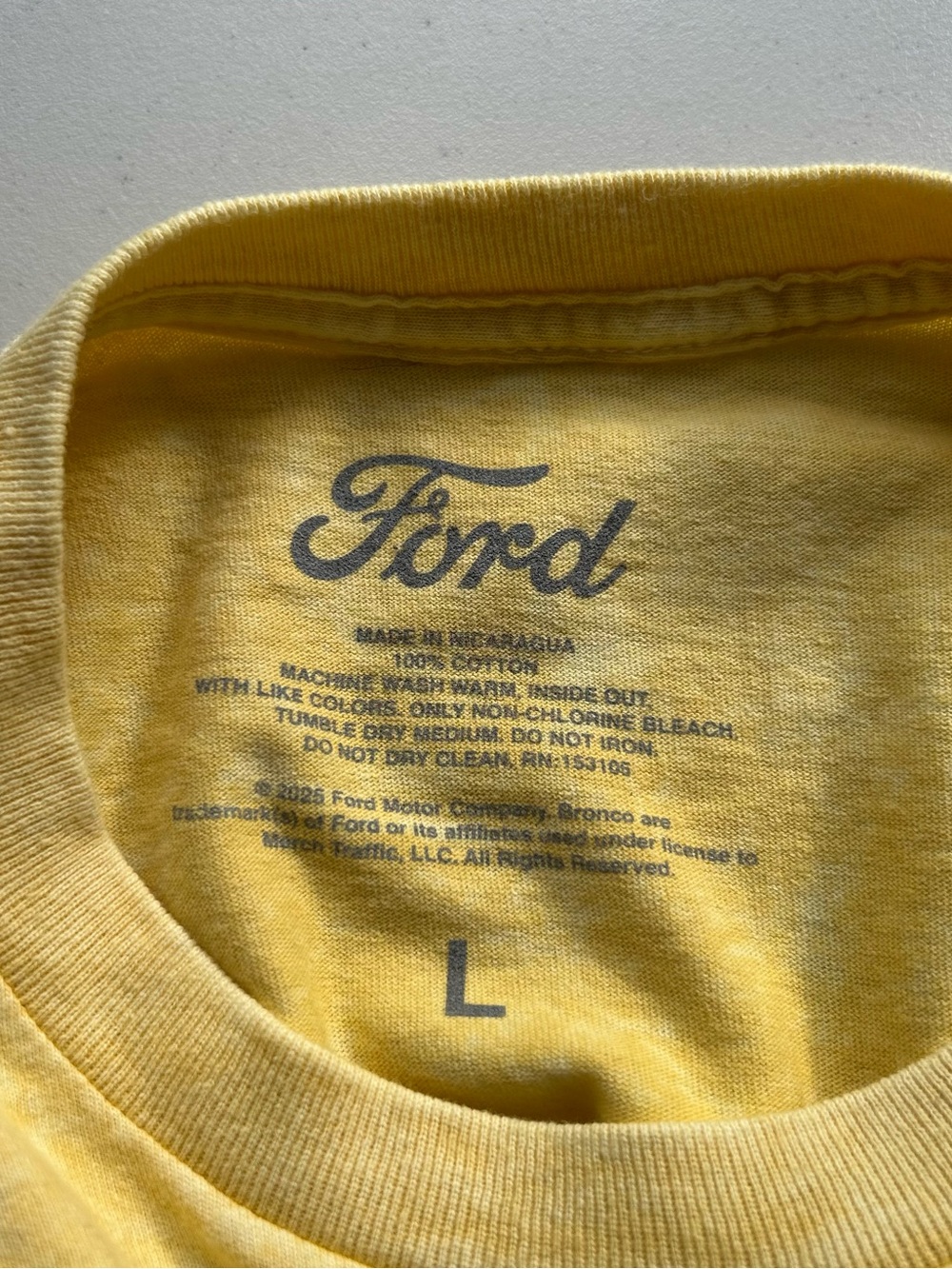 Ford Bronco Graphic T Shirt Mens L Yellow 100% Cotton Short Sleeve Crew Neck - Picture 2 of 6